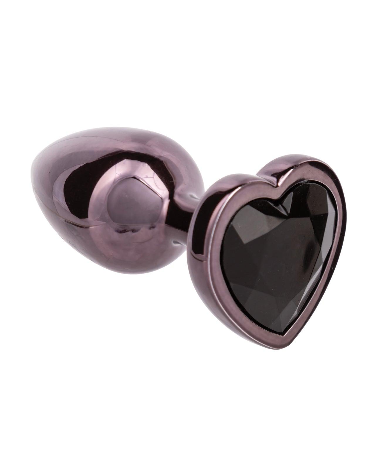 Jewel Black Diamond Heart Butt Plug - Small, Black