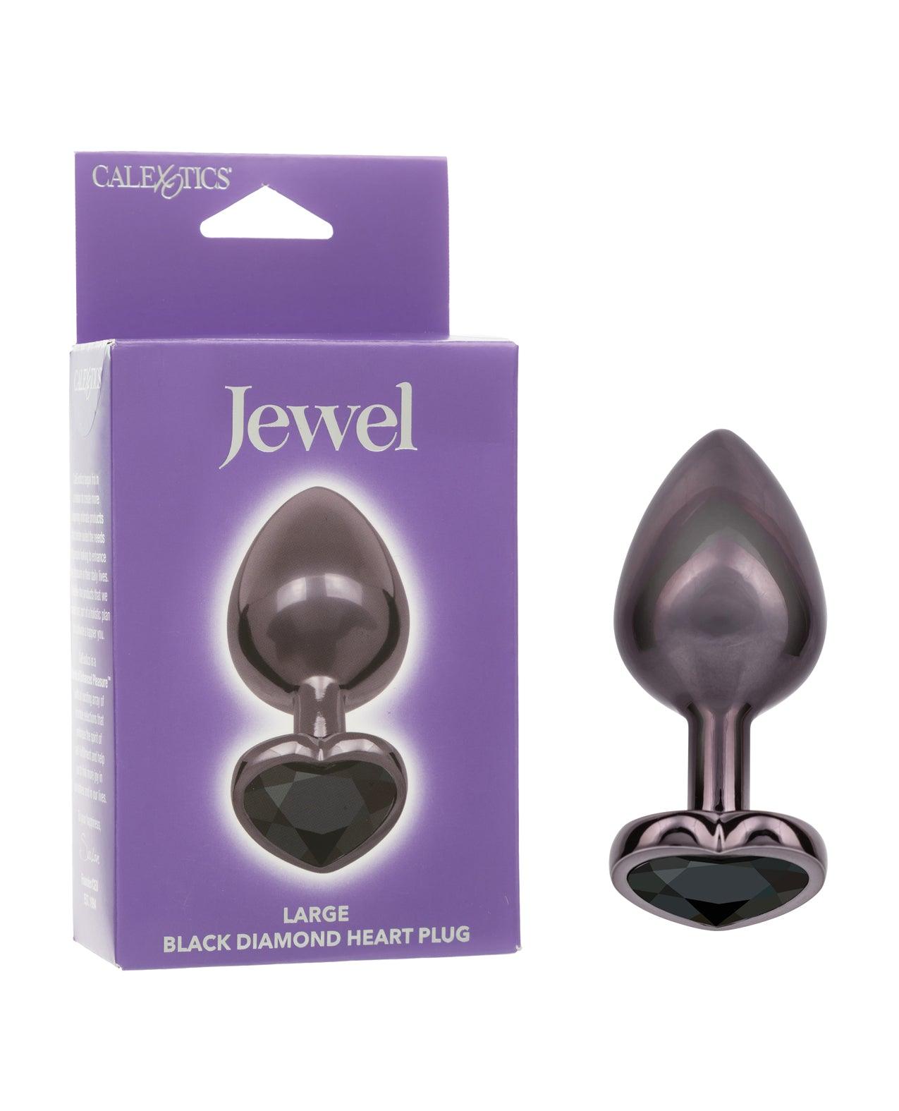 Jewel Black Diamond Heart Butt Plug - Large, Black