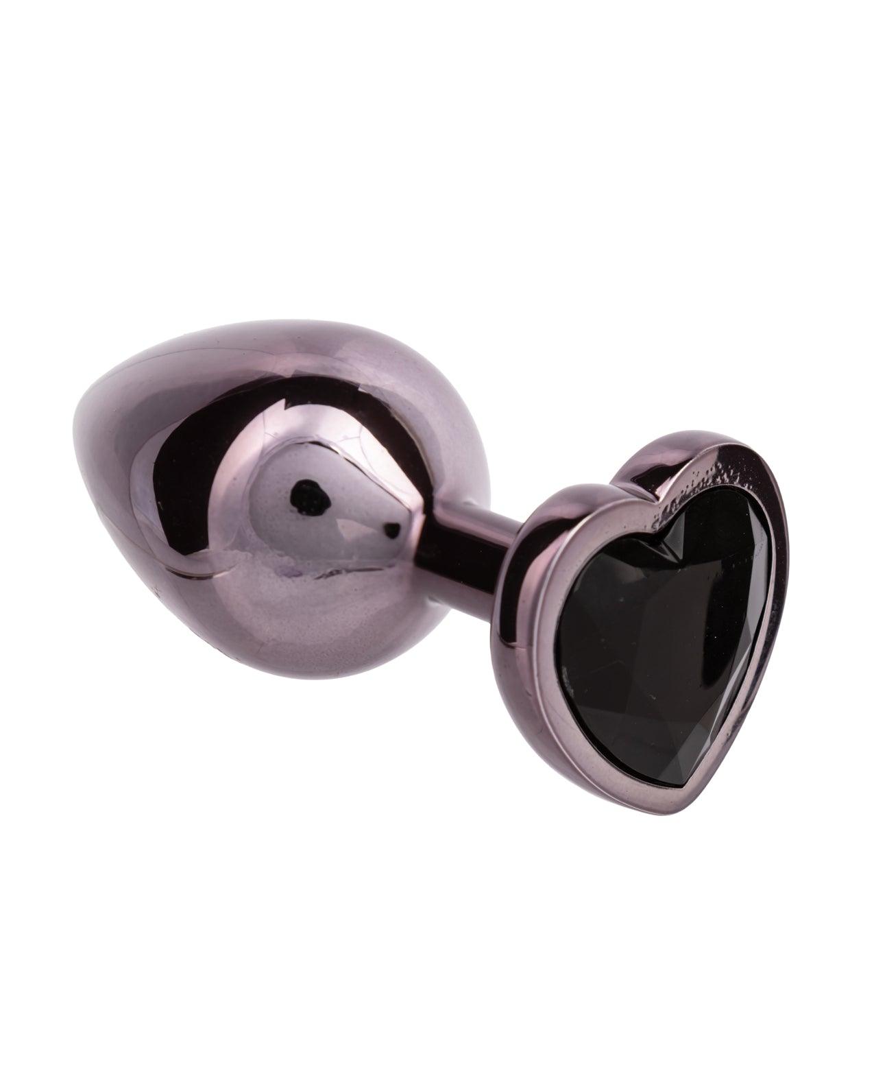 Jewel Black Diamond Heart Butt Plug - Large, Black