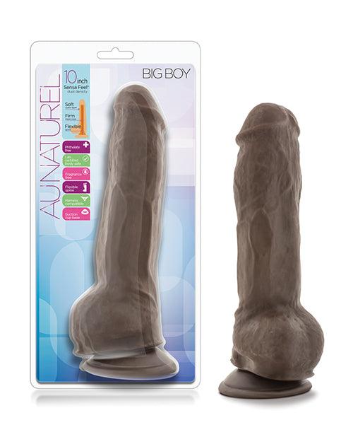 product image, Blush Au Natural 10" Big Boy Realistic Dildo w/Balls - Chocolate