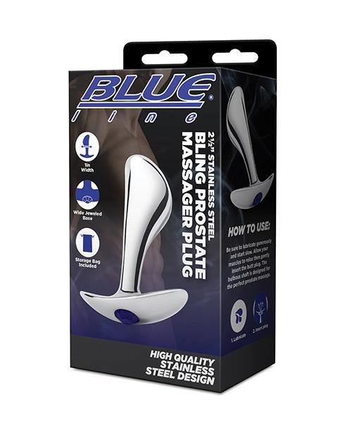 product image, Blue Line 2.5" Stainless Steel Bling Prostate Massager Plug