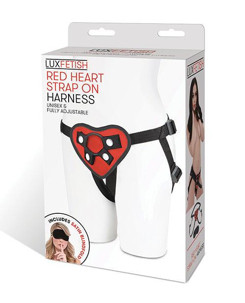 product image, Lux Fetish Red Heart Strap On Harness Set