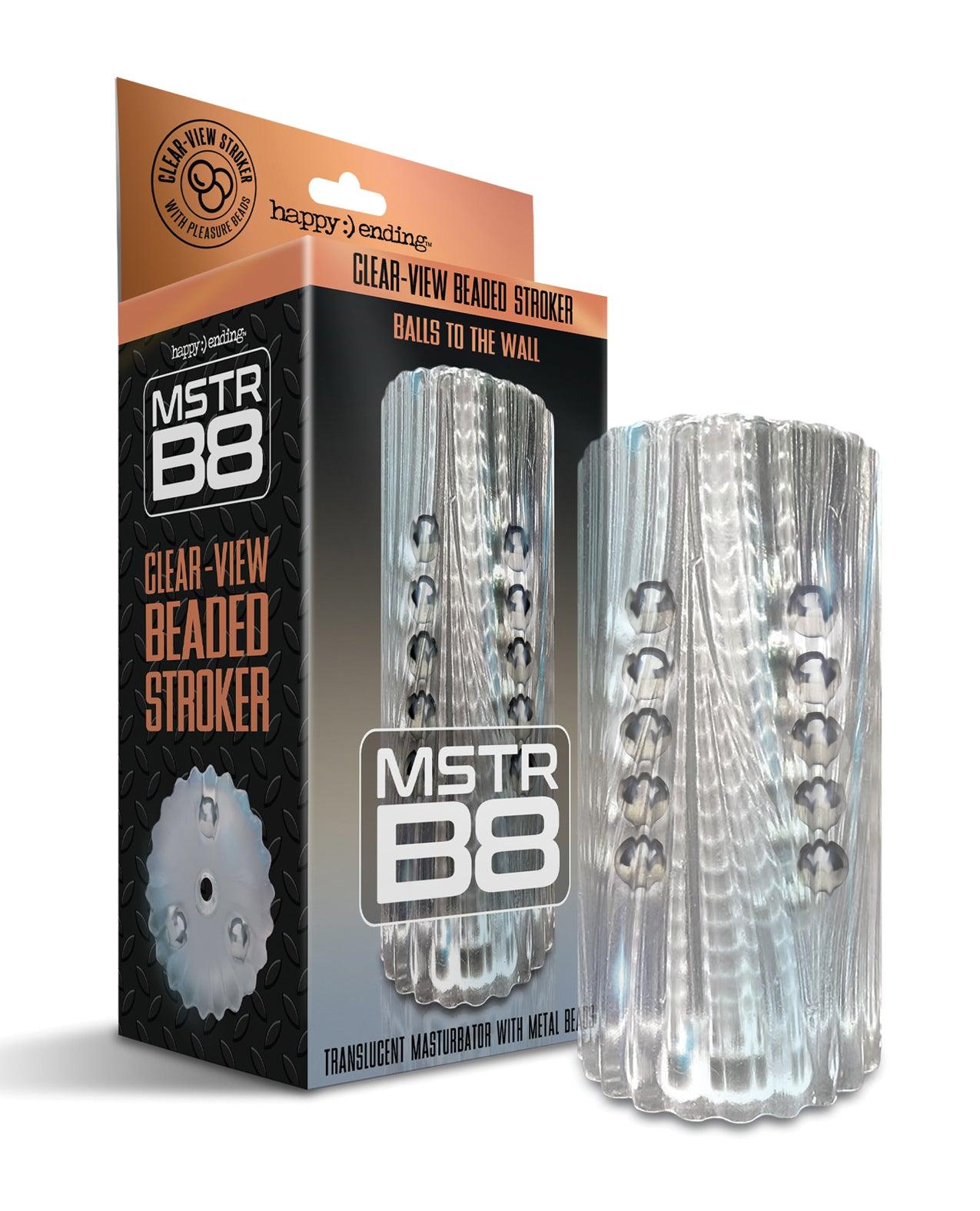 product image, MSTR B8 Balls to the Wall Clear-View Beaded Stroker - Clear