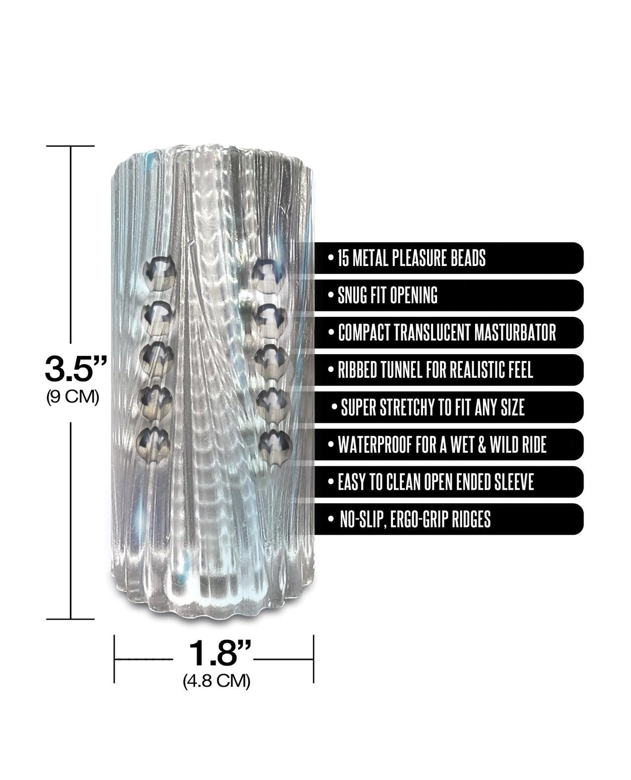 image of product,MSTR B8 Balls to the Wall Clear-View Beaded Stroker - Clear