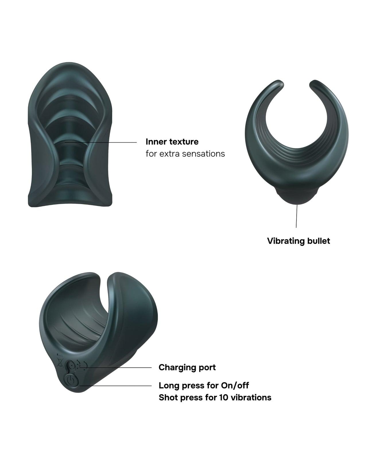 image of product,Manwan Starter Travel Vibrating Masturbator - Pine Grey