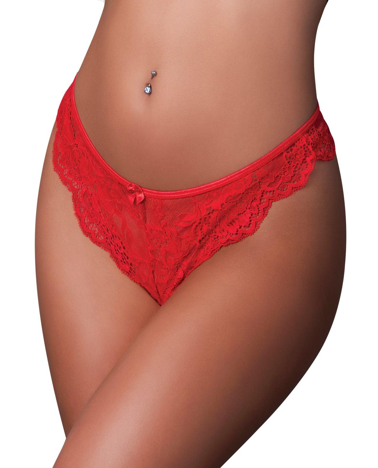 product image, Sugar High Split Crotch Panty - Red S/M