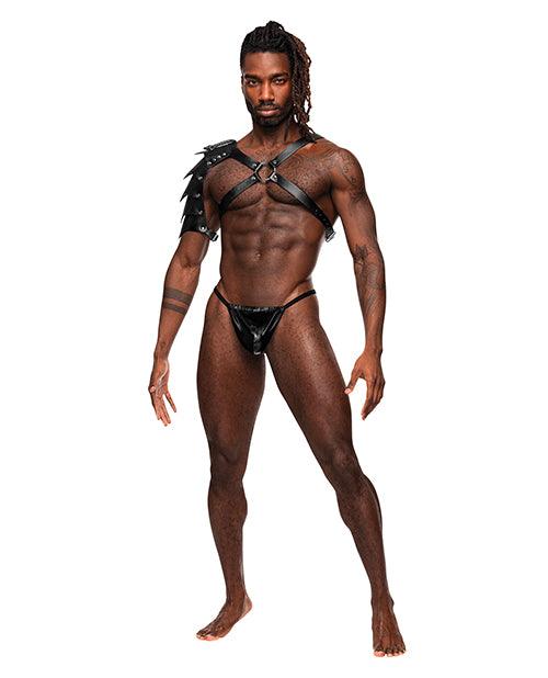 product image, Aquarius PU Leather Chest Harness w/Half Sleeve Black O/S