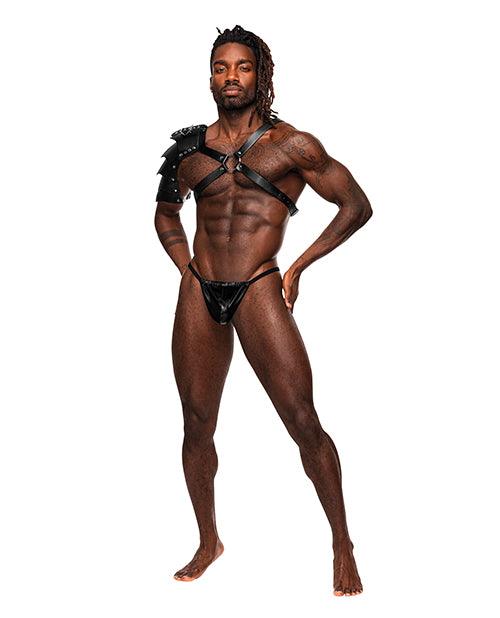 image of product,Aquarius PU Leather Chest Harness w/Half Sleeve Black O/S