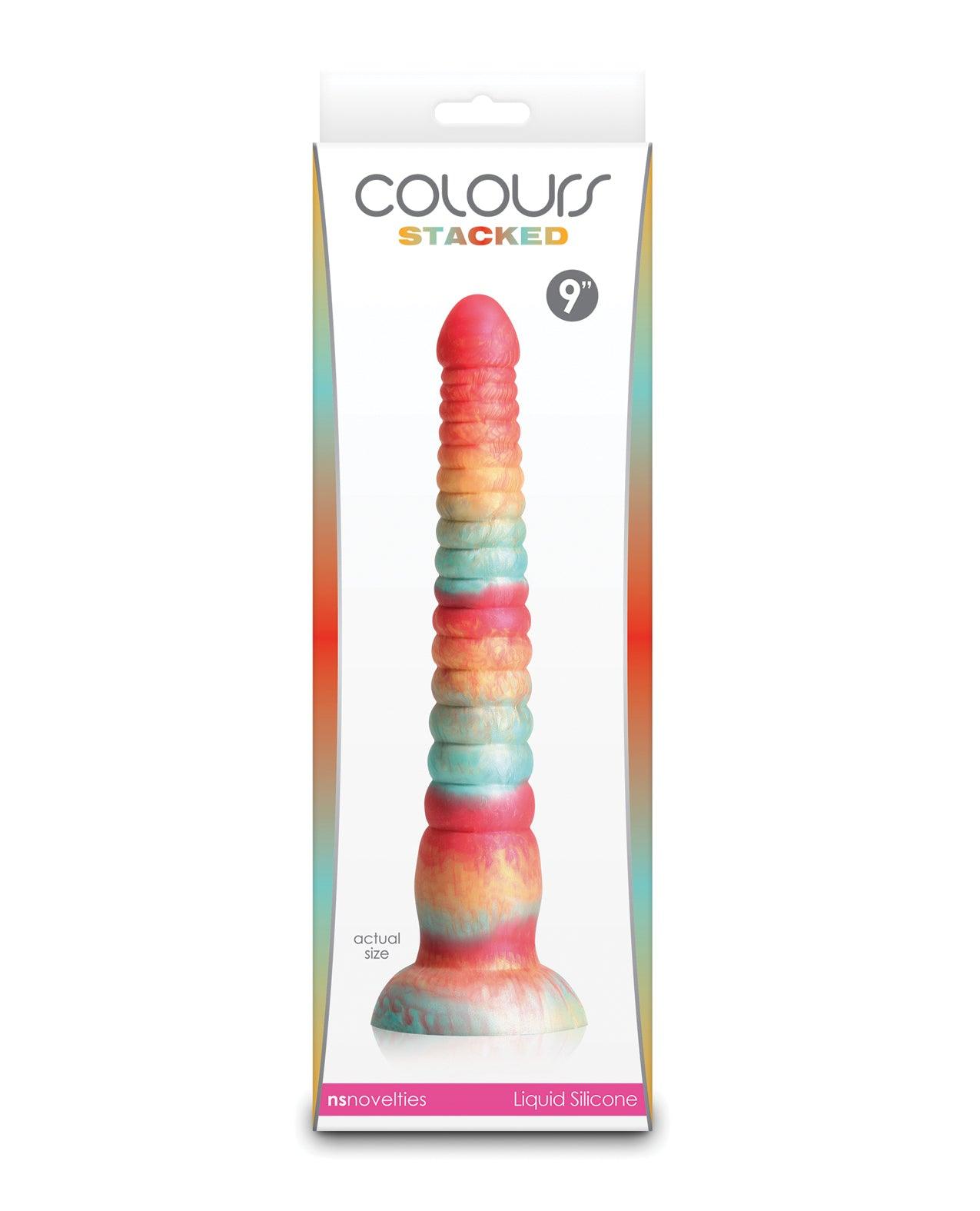 product image, Colours Stacked 9" Dildo - Red/Gold