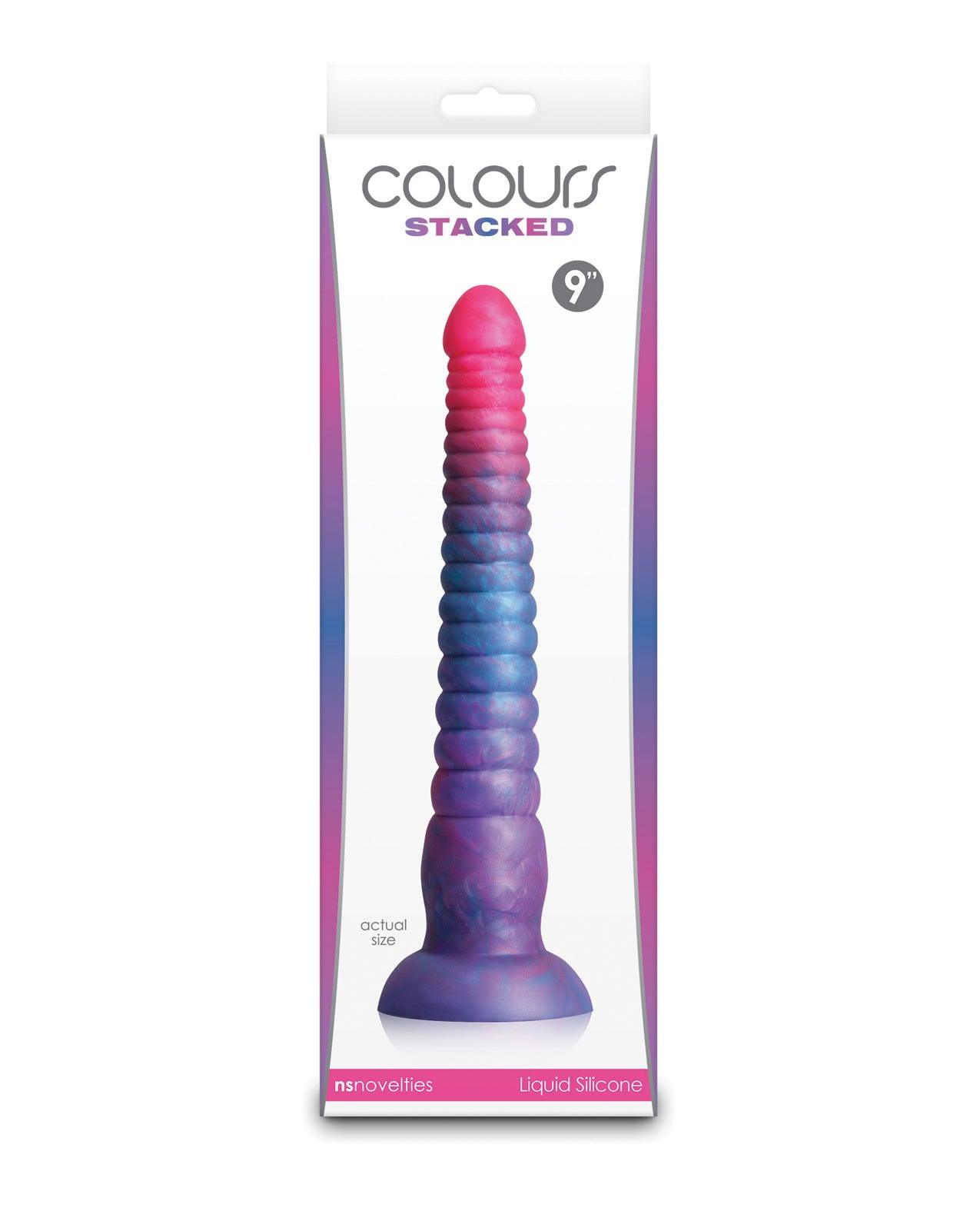 product image, Colours Stacked 9" Dildo - Pink/Blue
