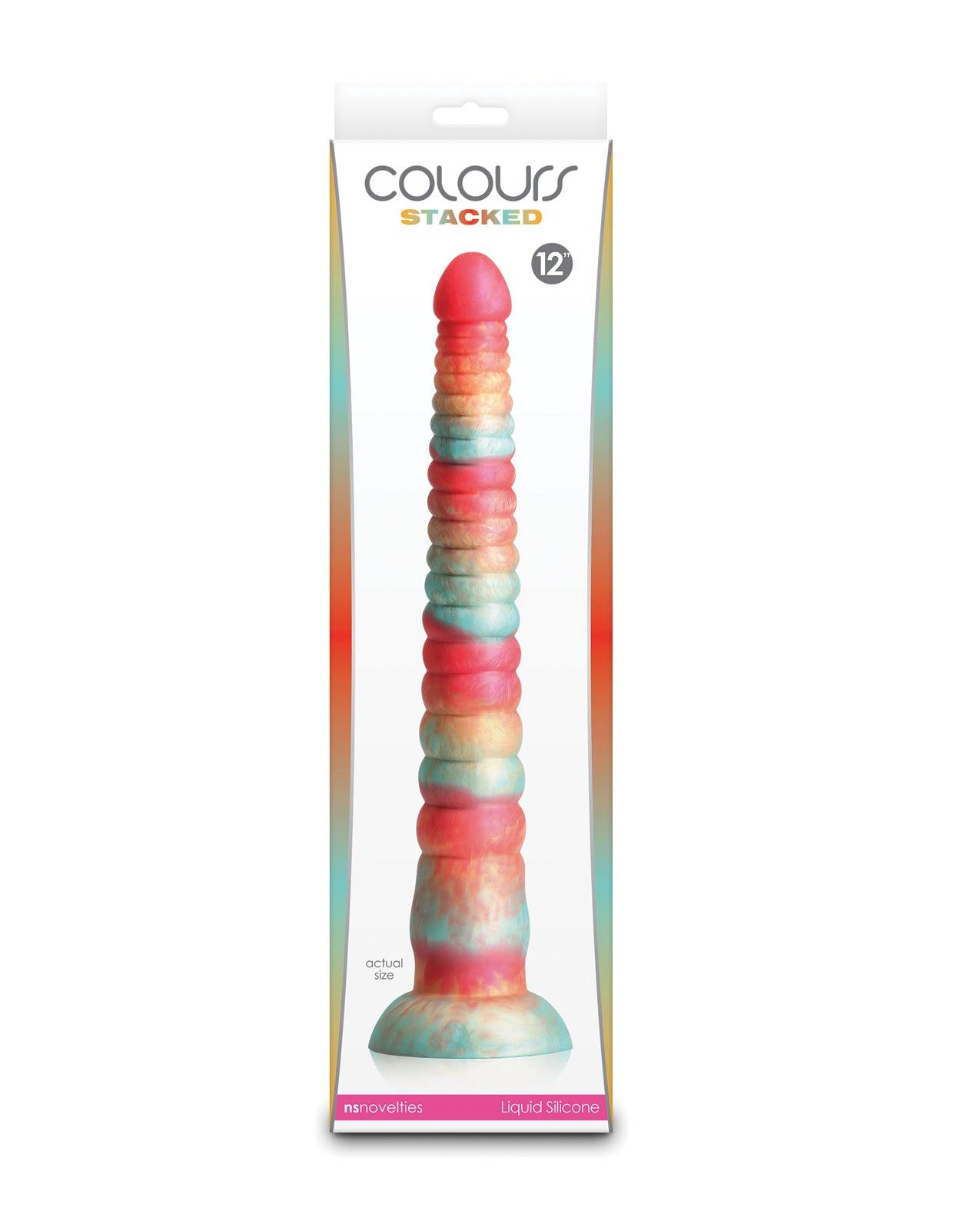 product image, Colours Stacked 12" Dildo - Red/Gold