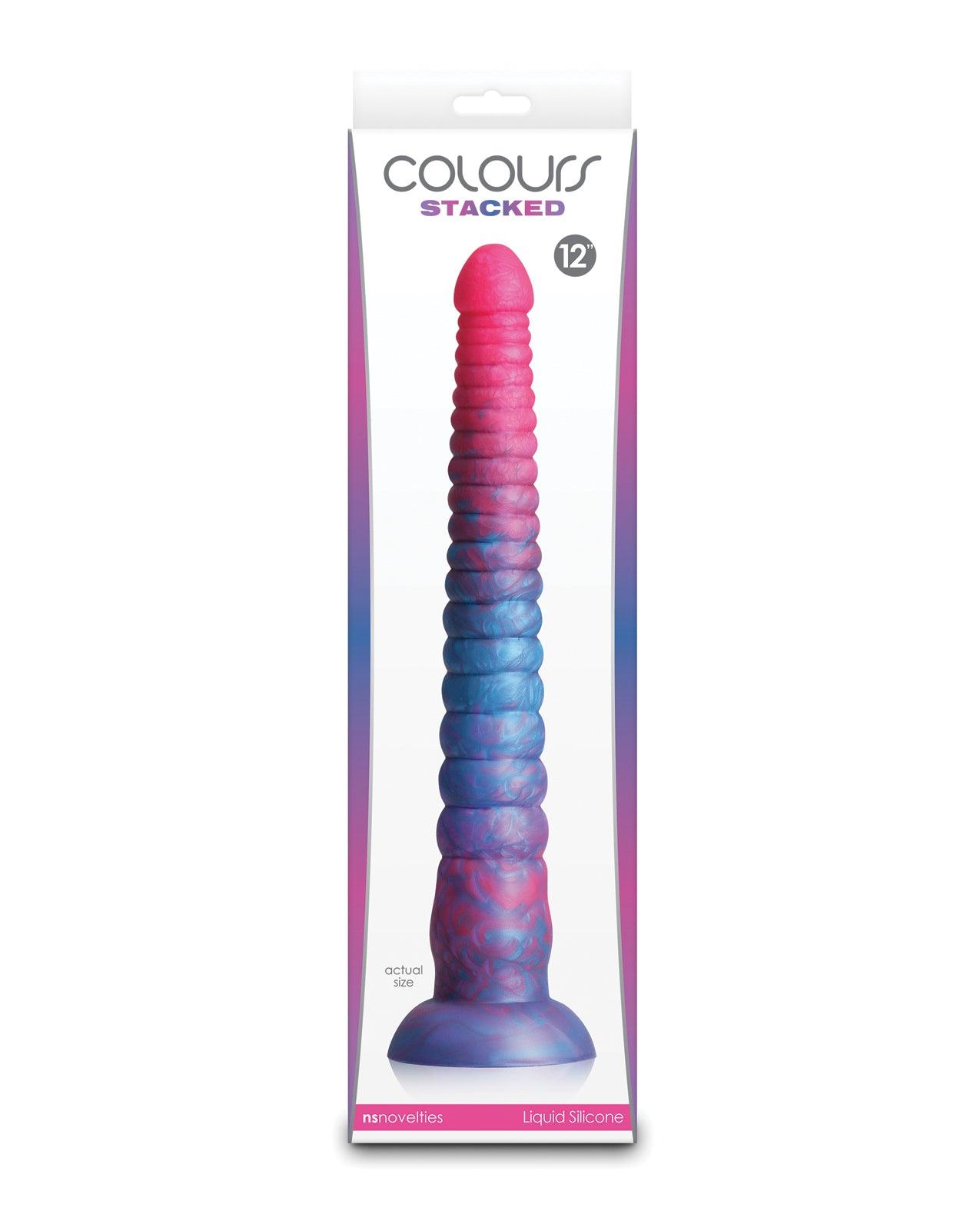 product image, Colours Stacked 12" Dildo - Pink/Blue