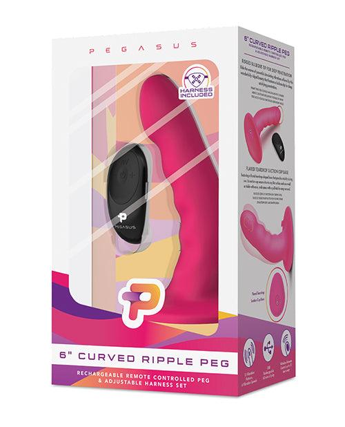 product image, Pegasus 6" Rechargeable Ripple Peg w/Adjustable Harness & Remote - Pink