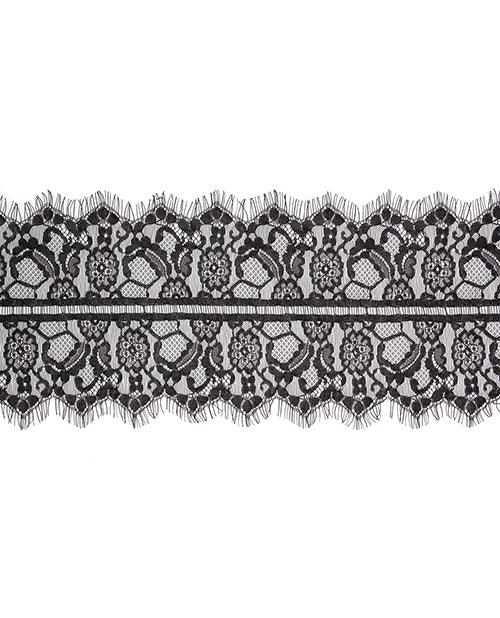 image of product,Shots Ouch Black & White Lace Mask w/Elastic Straps - Black