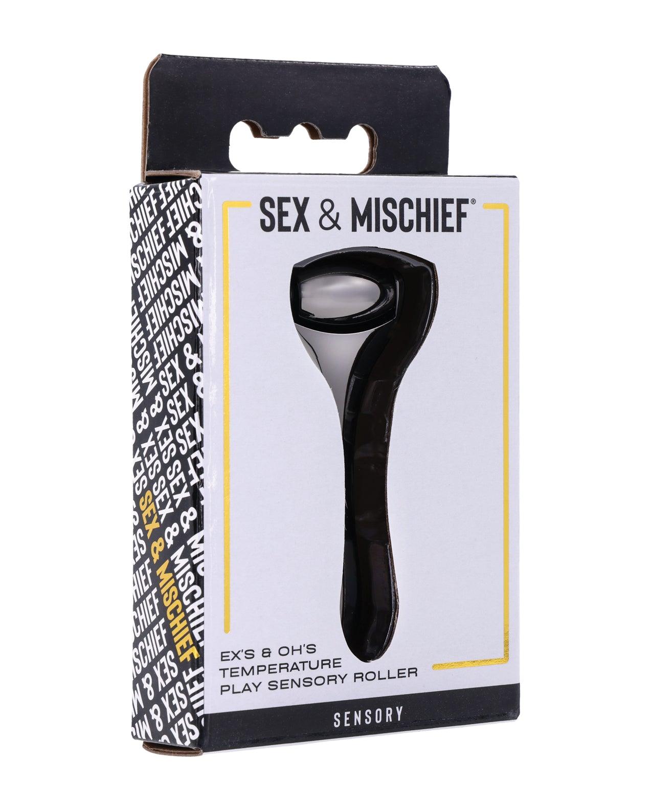 product image, Sex & Mischief Ex's & Oh's Temperature Play Sensory Roller - Black