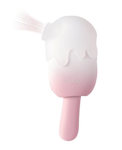 image of product,Bite Me Sucking, Tapping & Vibrating Cream Pop Stimulator - Pink/White - SEXYEONE