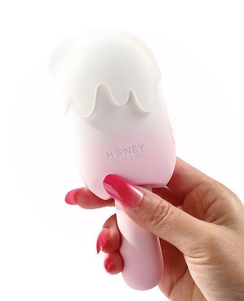 image of product,Bite Me Sucking, Tapping & Vibrating Cream Pop Stimulator - Pink/White - SEXYEONE