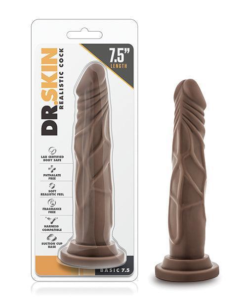 product image, Blush Dr. Skin 7.5" Basic Realistic Cock - Chocolate - SEXYEONE