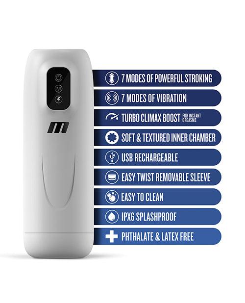 image of product,Blush M for Men Robo Bator Powered Vibrating Stroker - White - SEXYEONE