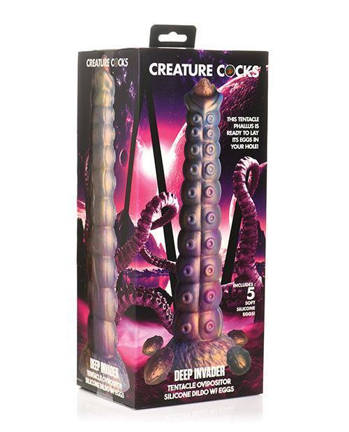 product image, Creature Cocks Deep Invader Tentacle Ovipositor Silicone Dildo w/Eggs - Multi Color - SEXYEONE
