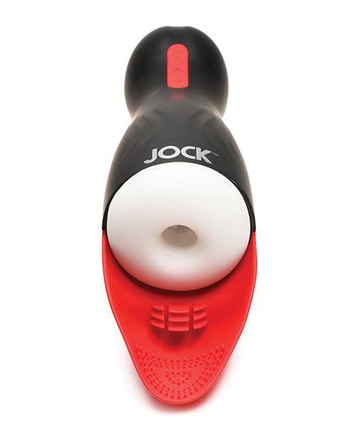 image of product,Curve Toys Jock Sucking & Vibrating Masturbator - Black/Red - SEXYEONE