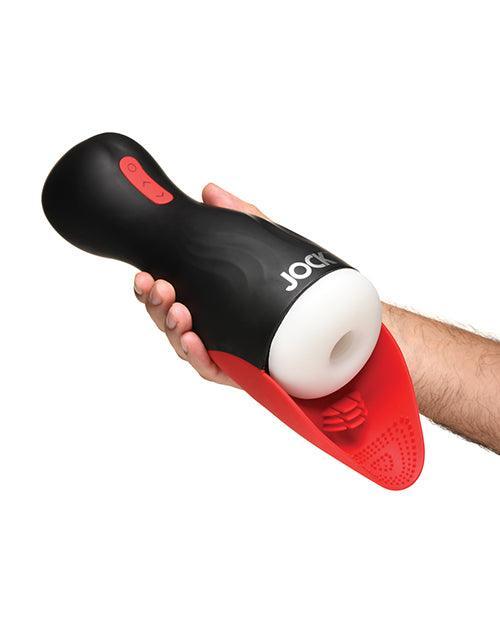 image of product,Curve Toys Jock Sucking & Vibrating Masturbator - Black/Red - SEXYEONE