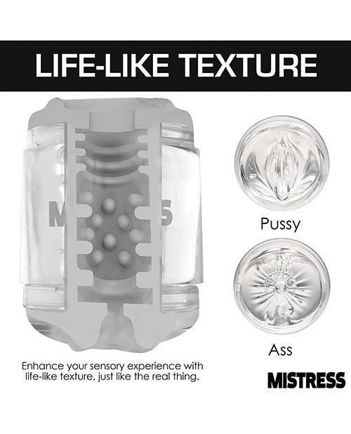 image of product,Curve Toys Mistress Double Shot Pussy & Ass Mini Masturbator - Clear - SEXYEONE