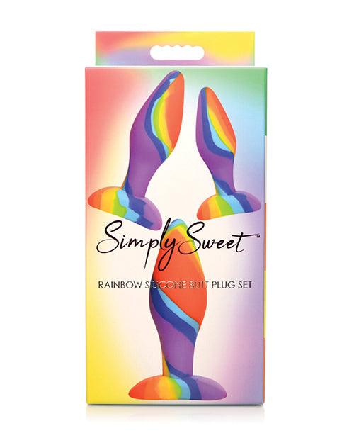 image of product,Curve Toys Simply Sweet Rainbow Silicone Butt Plug Set - SEXYEONE