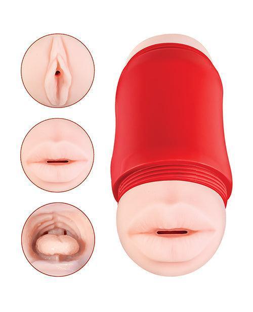 image of product,Delite Two Ways Mouth & Vagina Masturbator - White - SEXYEONE