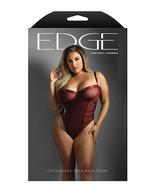 product image,Edge Crotchless Underwire Mesh Teddy w/ Strappy Open Back - Burgundy QN - SEXYEONE