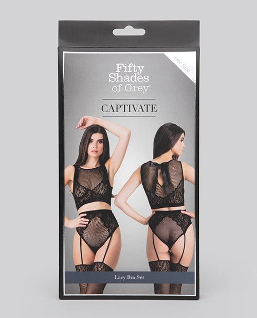 image of product,Fifty Shades Of Grey Captivate Lacy Bra Set Black O/s - SEXYEONE