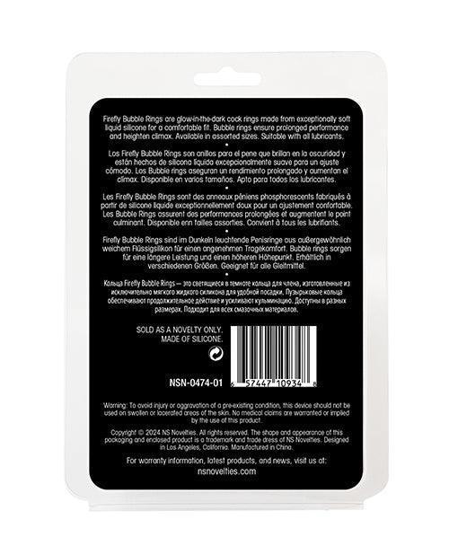 image of product,Firefly Glow in the Dark Bubble Cock Rings - White, Pack of 3 - SEXYEONE
