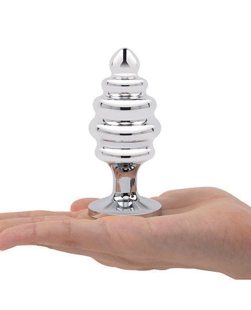 image of product,Gemsations 3 pc 2.95" & 3.25" & 3.7" Ripple Bling Bling Metal Butt Plug Training Set - Silver - SEXYEONE