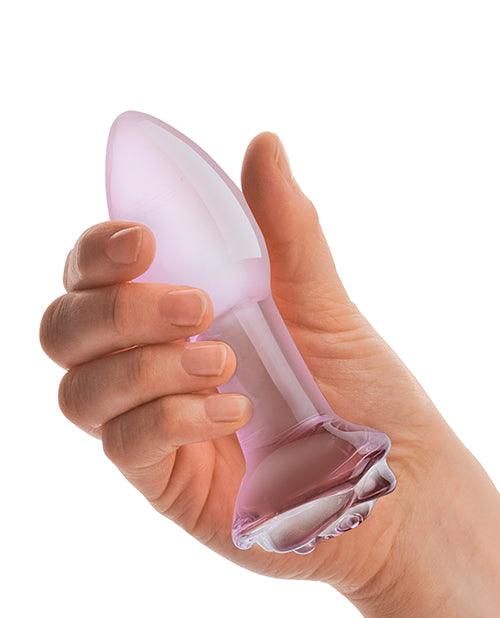 product image,Glas 5" Rosebud Glass Butt Plug - Pink - SEXYEONE