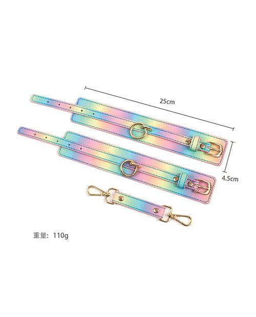 image of product,Hello Sexy! Hot Bitch Cuffs & Collar - Iridescent Rainbow - SEXYEONE