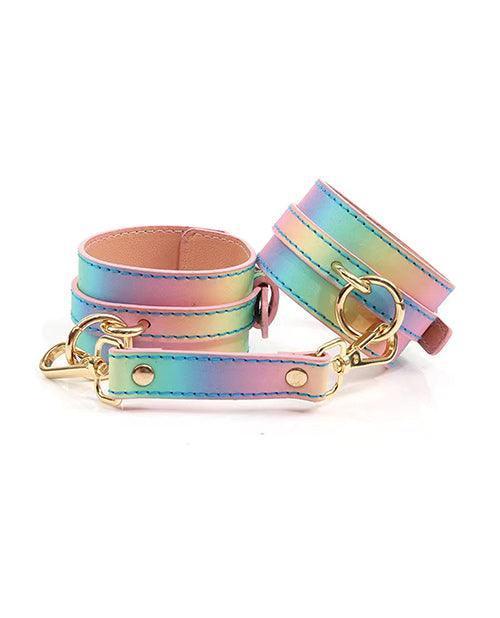 image of product,Hello Sexy! Hot Bitch Cuffs & Collar - Iridescent Rainbow - SEXYEONE