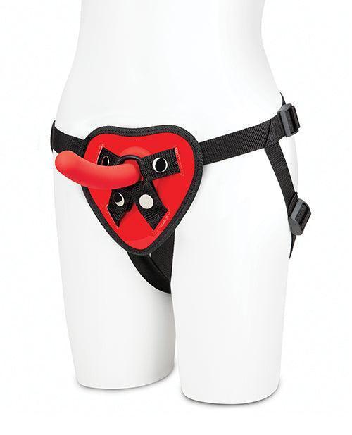 image of product,Lux Fetish 5" Dildo W/red Heart Strap On Harness Set - SEXYEONE