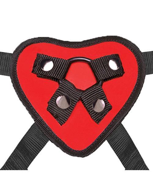 image of product,Lux Fetish 5" Dildo W/red Heart Strap On Harness Set - SEXYEONE