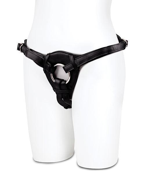 image of product,Lux Fetish Patent Leather Strap On Harness - Black - SEXYEONE