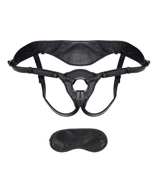 image of product,Lux Fetish Patent Leather Strap On Harness - Black - SEXYEONE