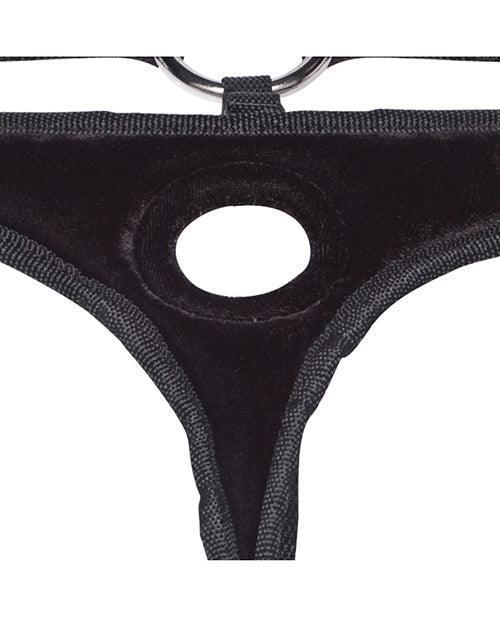 image of product,Lux Fetish Velvet Bikini Strap On - Black - SEXYEONE