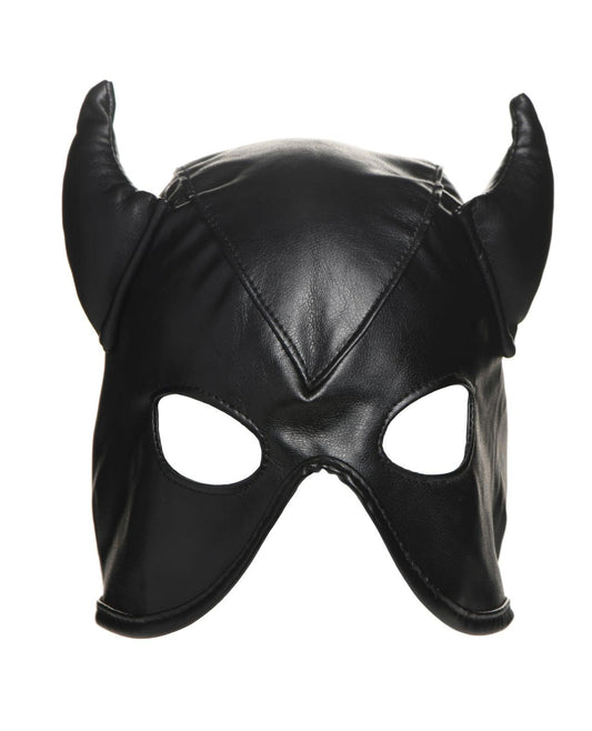 product image,Master Series Dungeon Demon Bondage Hood w/Horns - Black - SEXYEONE