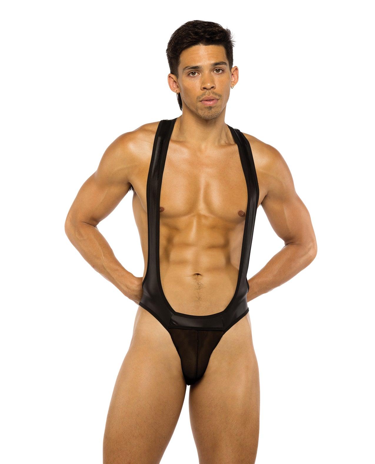 product image, Men's Wrestling Jockstrap Singlet - Black - SEXYEONE