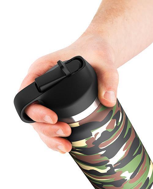 image of product,PDX Plus Fap Flask Happy Camper Stroker - Frosted/Camo - SEXYEONE