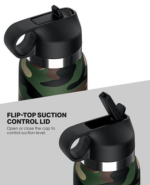 image of product,PDX Plus Fap Flask Happy Camper Stroker - Frosted/Camo - SEXYEONE