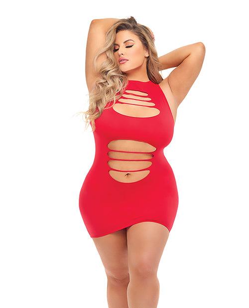 product image,Pink Lipstick Can't Commit Shredded Dress (Fits up to 3X) Red QN - SEXYEONE