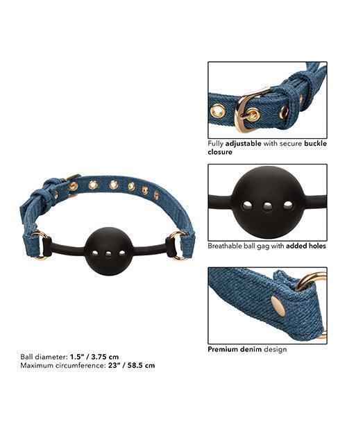 image of product,Ride 'em Premium Denim Collection Ball Gag - SEXYEONE