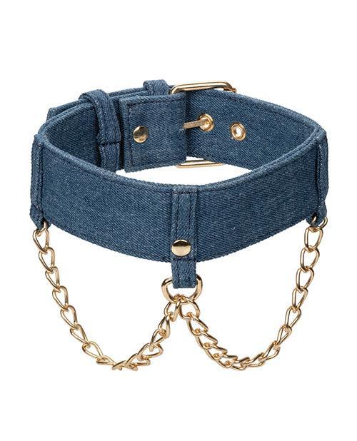 image of product,Ride 'em Premium Denim Collection Collar W/leash - SEXYEONE