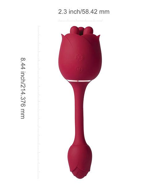 Roseann Double Ended Rose Toy Vibrator - Red - SEXYEONE