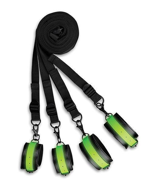 image of product,Shots Ouch Bed Bindings Restraint Kit - Glow in the Dark - SEXYEONE